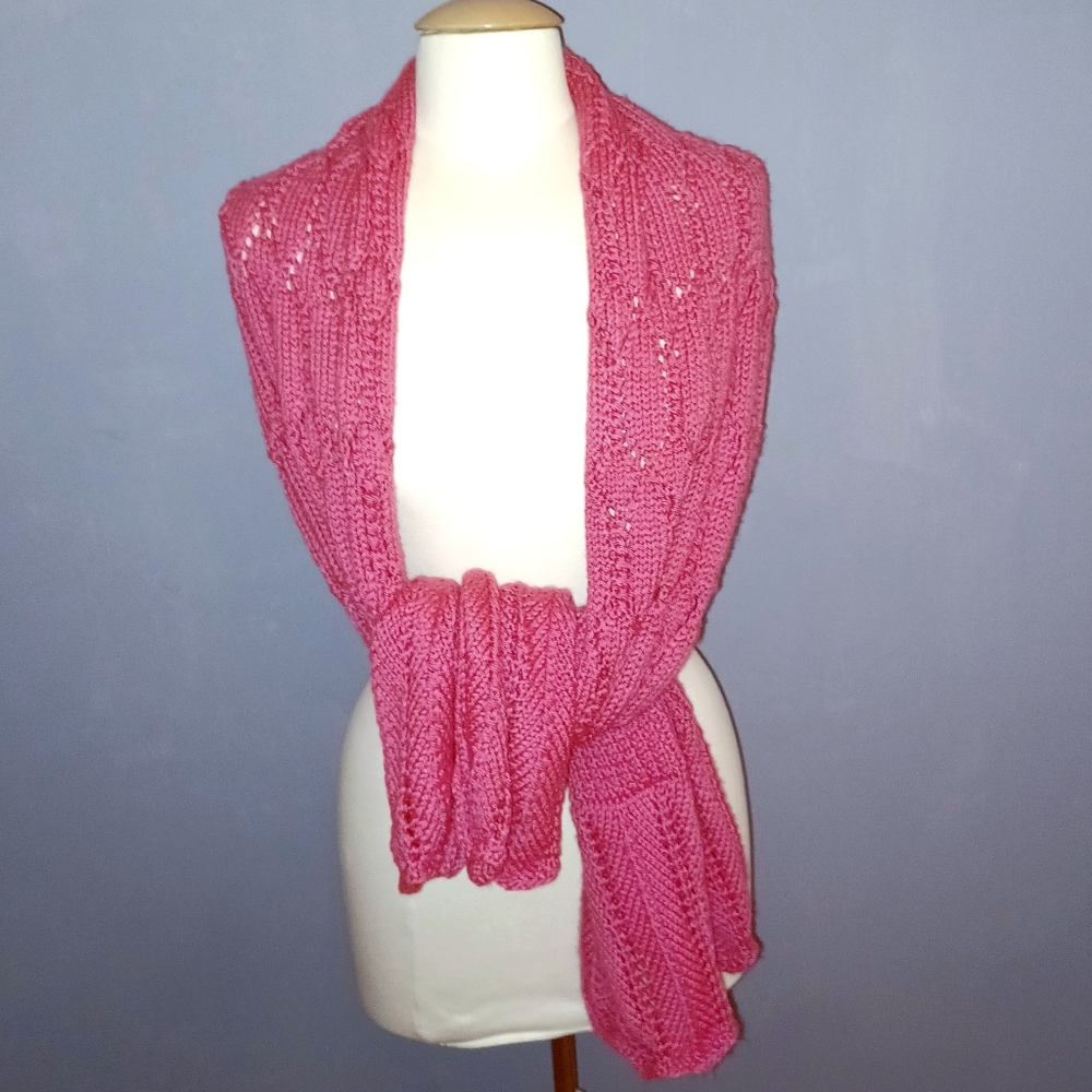 Handmade XL Pink Crochet Shawl (*lap blanket ) - Picture 3 of 6
